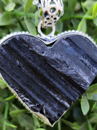 Sterling Silver Black Tourmaline Heart Necklace