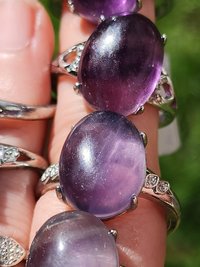White Bronze Rainbow Fluorite Ring