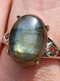 White Bronze Labradorite Ring