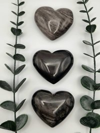 Silver Sheen Obsidian Hearts