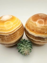 Big Orange Banded Calcite Sphere