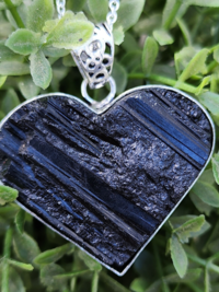 Sterling Silver Black Tourmaline Heart Necklace