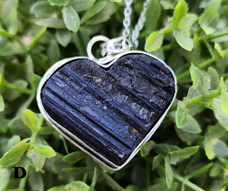 Sterling Silver Black Tourmaline Heart Necklace