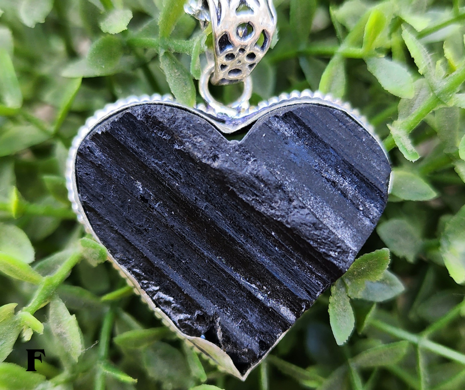 Sterling Silver Black Tourmaline Heart Necklace