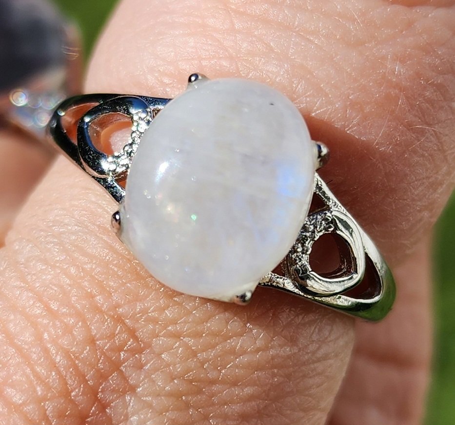 White Bronze Moonstone Ring