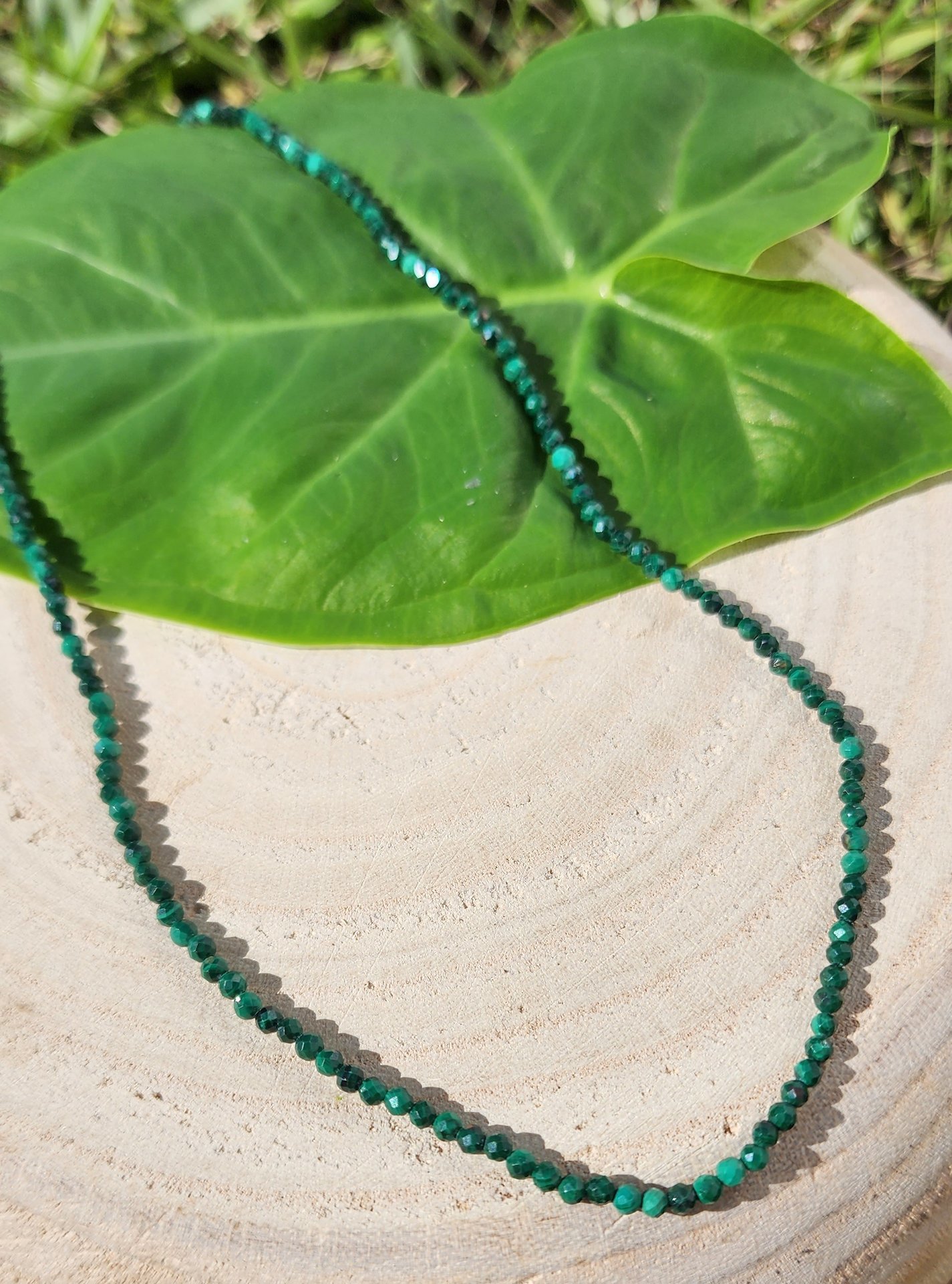 Faceted Malachite Necklace - 2mm