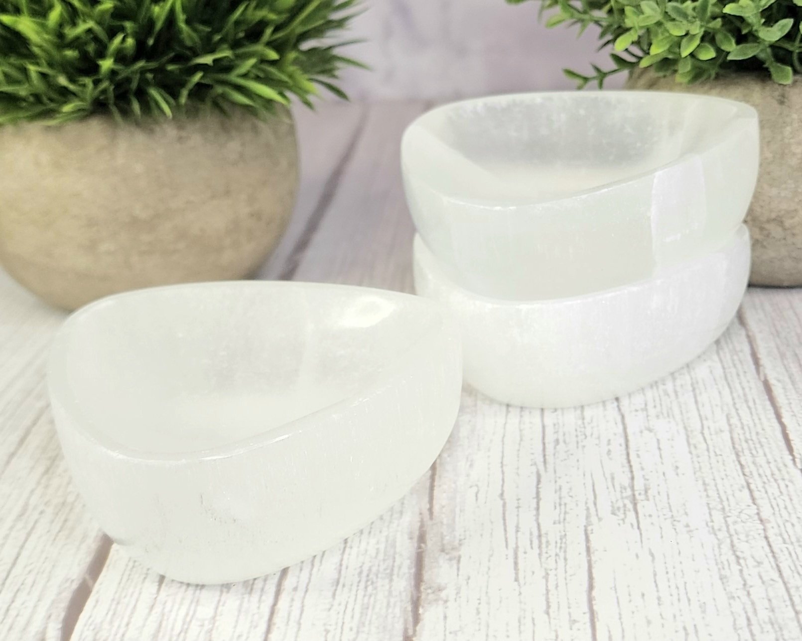 Triangle Selenite Bowl 3in