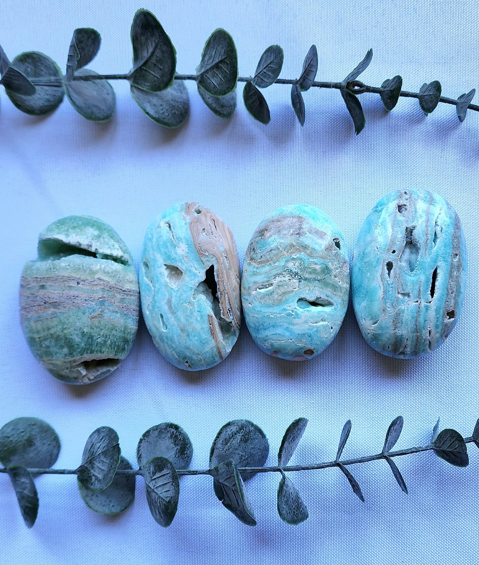 Blue Aragonite Palm Stones