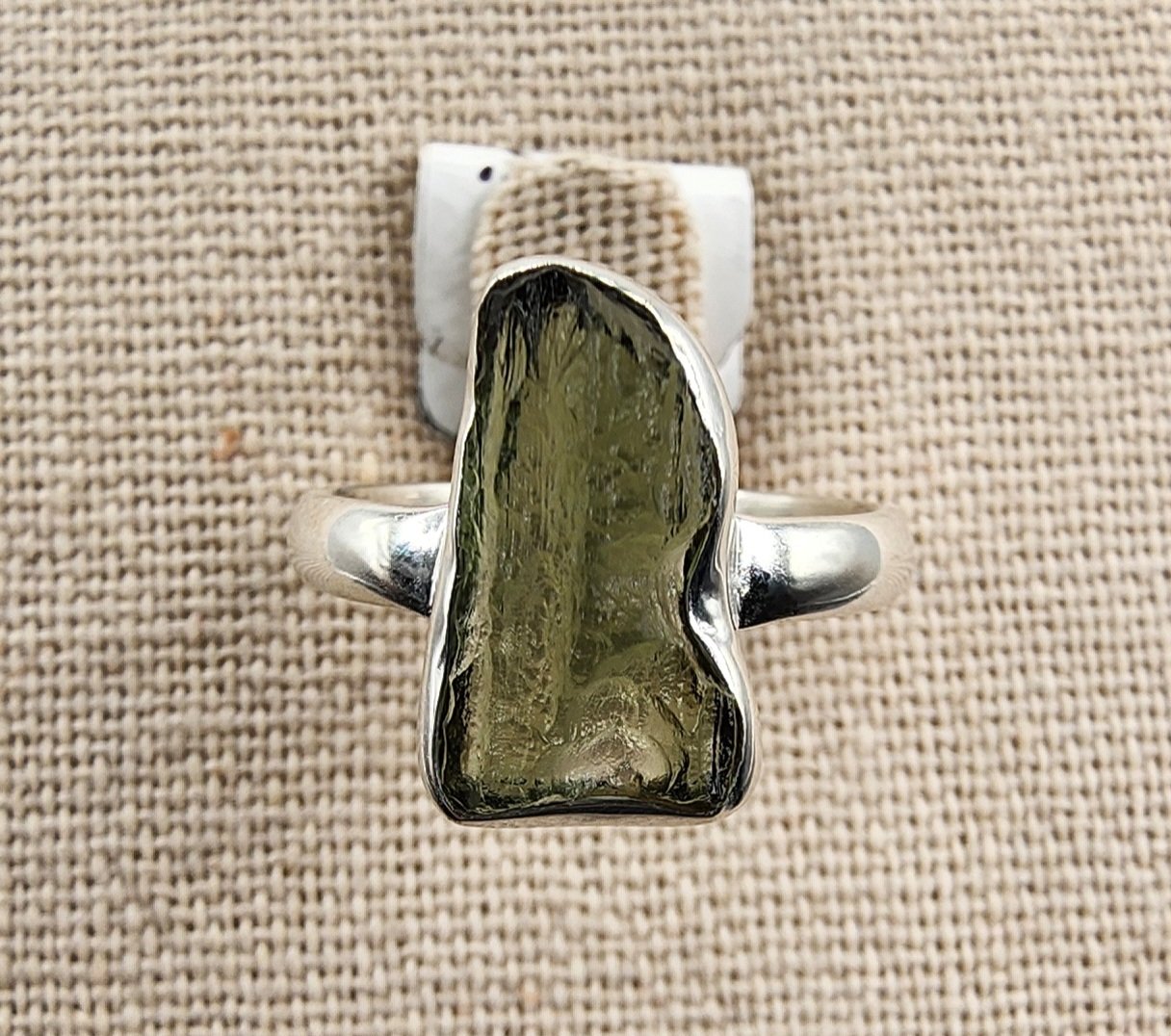 .925 Sterling Silver Moldavite Ring Size 7