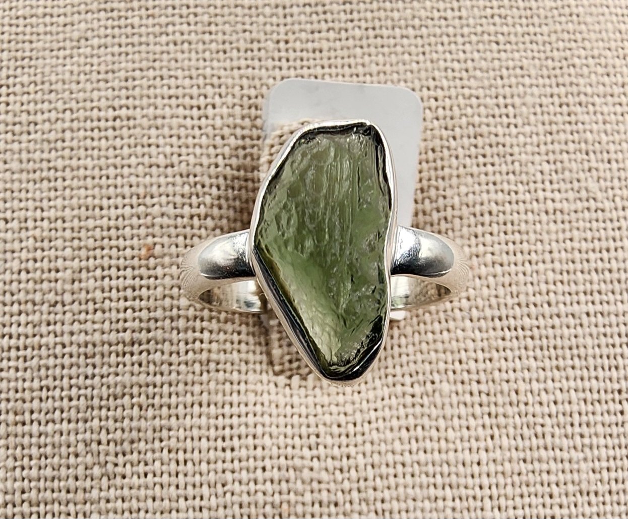 .925 Sterling Silver Moldavite Ring Size 7