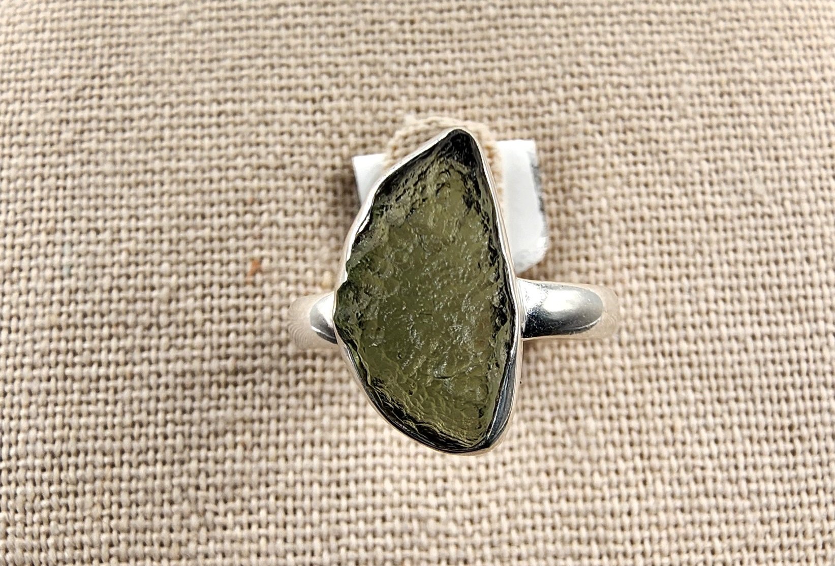 .925 Sterling Silver Moldavite Ring Size 7