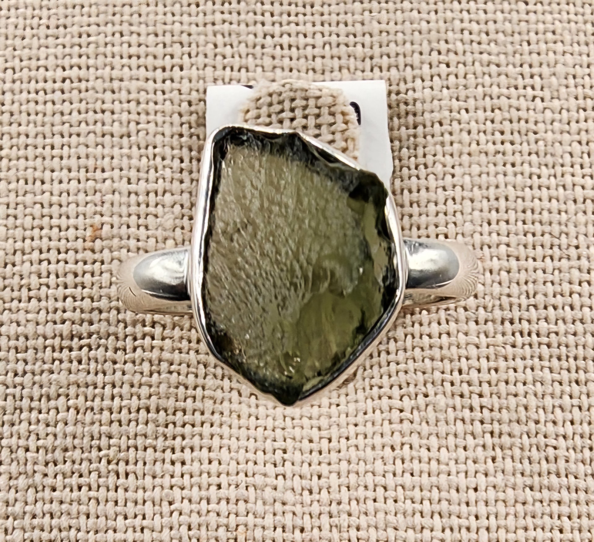 .925 Sterling Silver Moldavite Ring Size 8