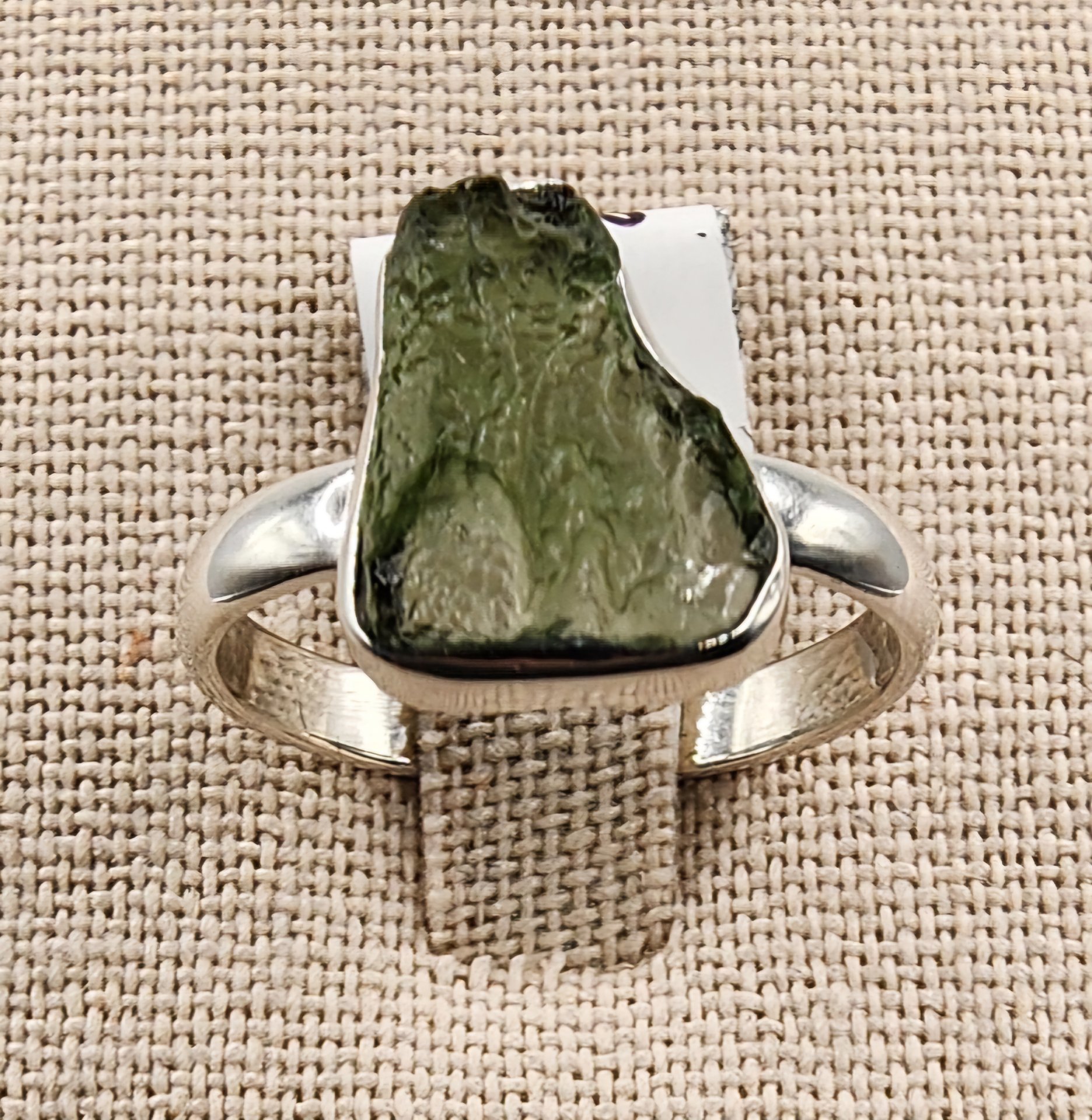 .925 Sterling Silver Moldavite Ring Size 8.5