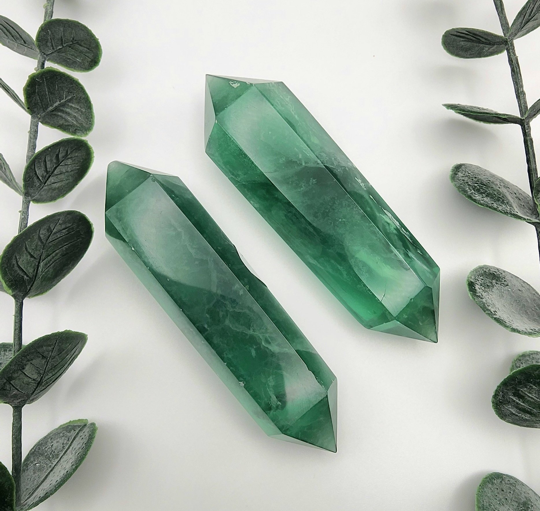 Double Terminated Green Fluorite Points