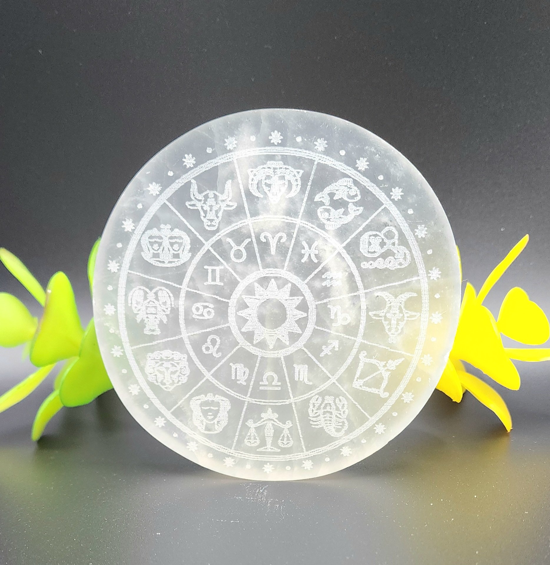 4" Selenite Zodiac Slab