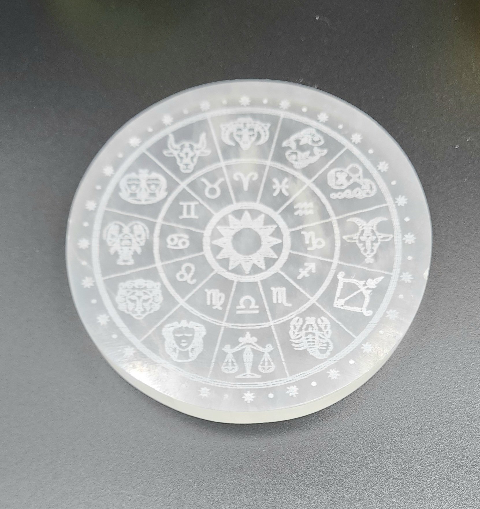 4" Selenite Zodiac Slab