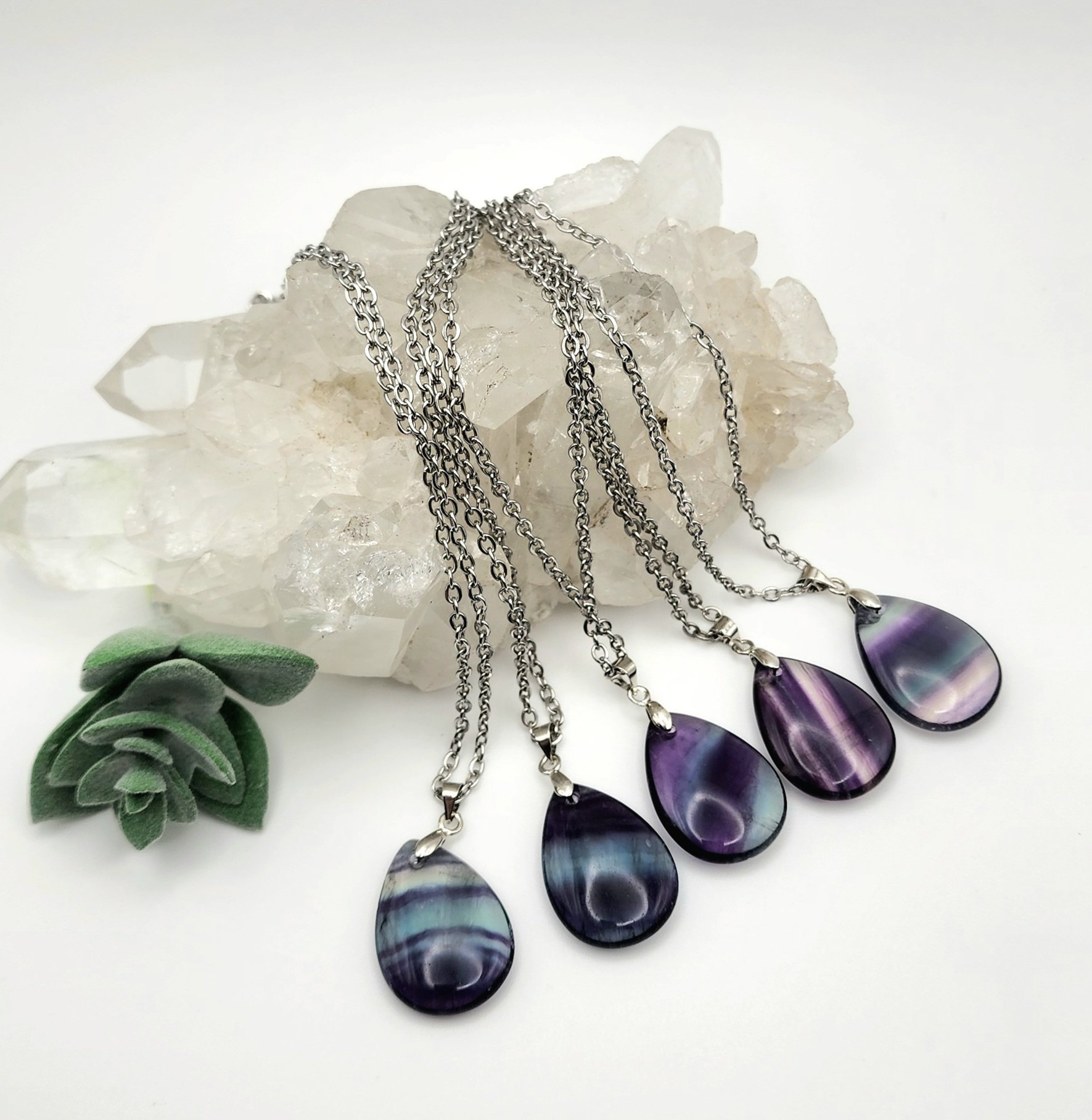 Rainbow Fluorite Pendant Necklaces