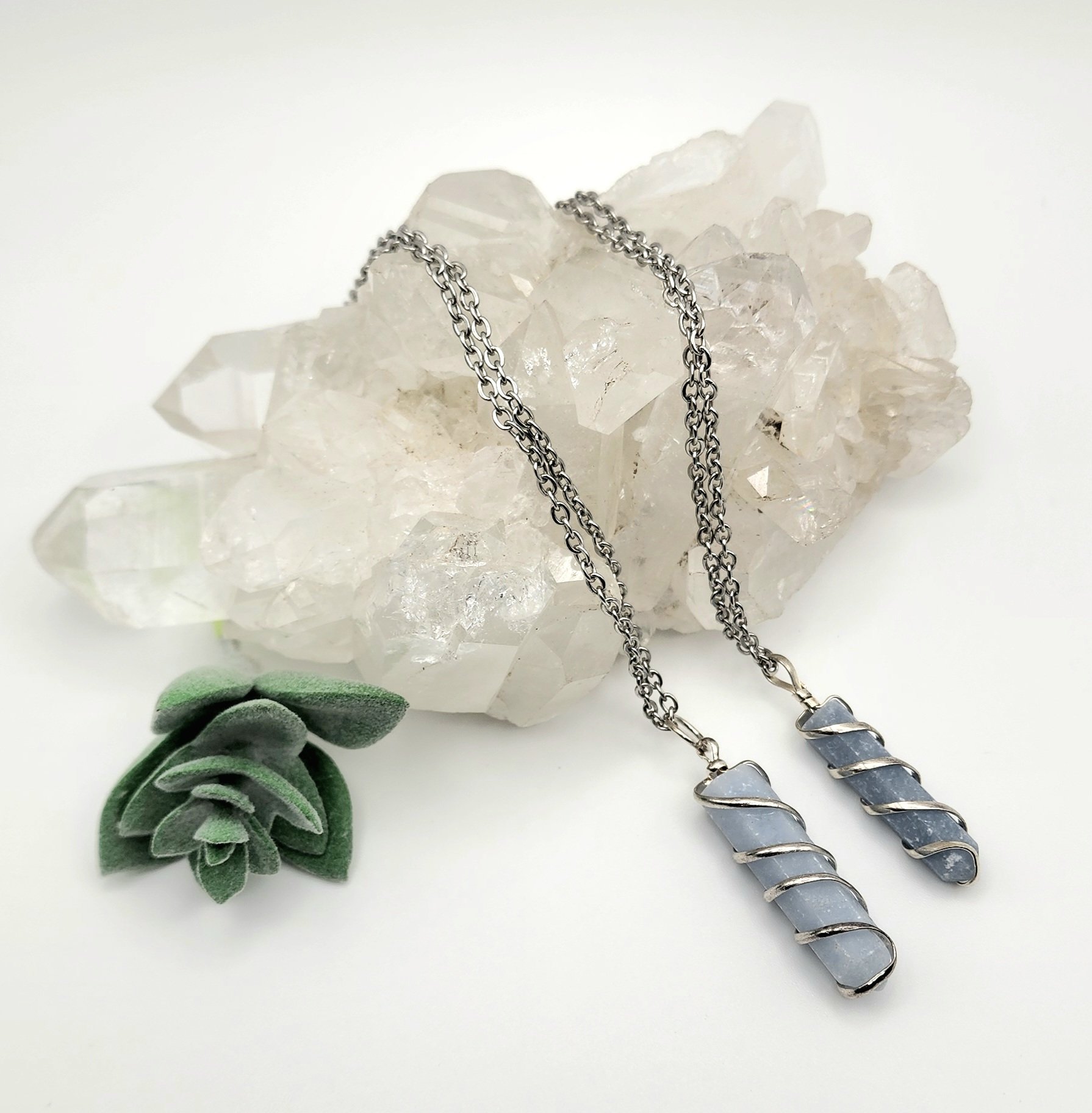 Angelite Point Necklaces