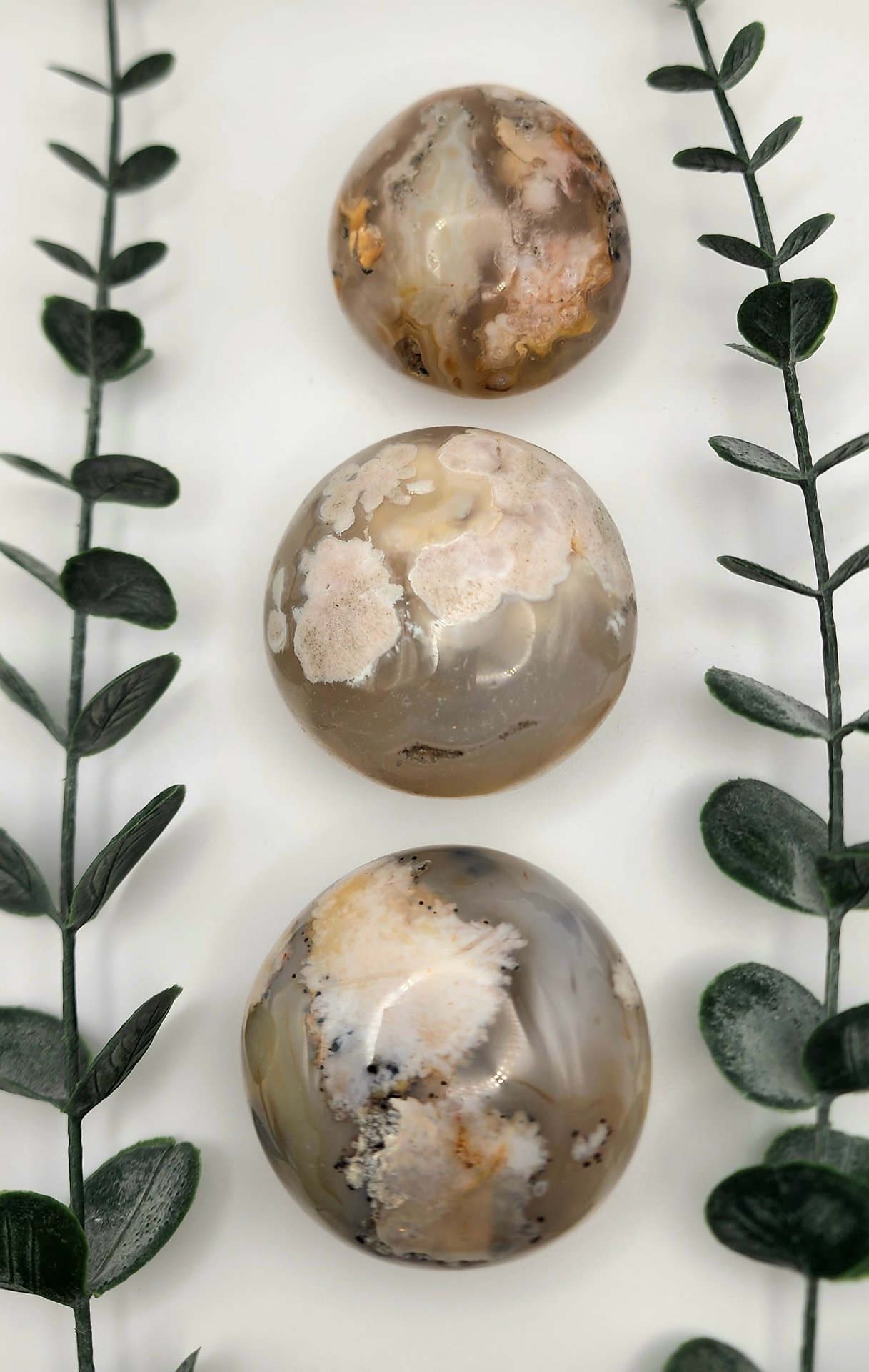 Flower Agate Palm Stones