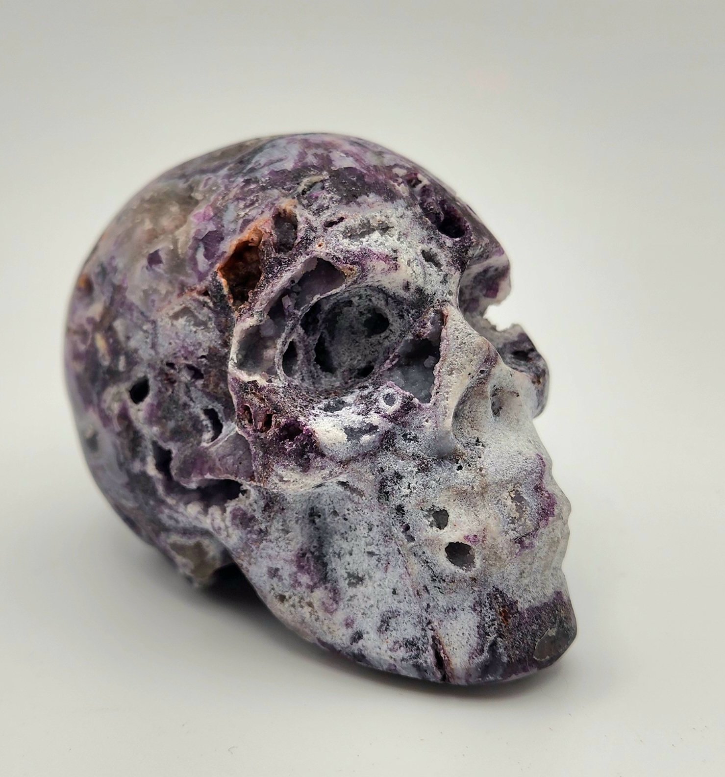 Druzy Purple Zebra Fluorite Skull #1