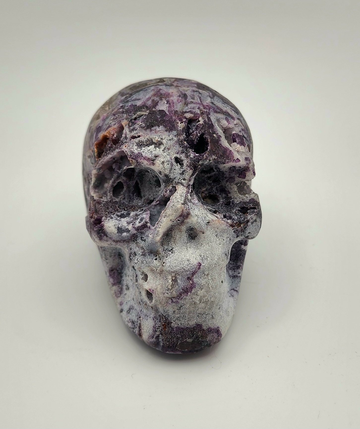 Druzy Purple Zebra Fluorite Skull #1