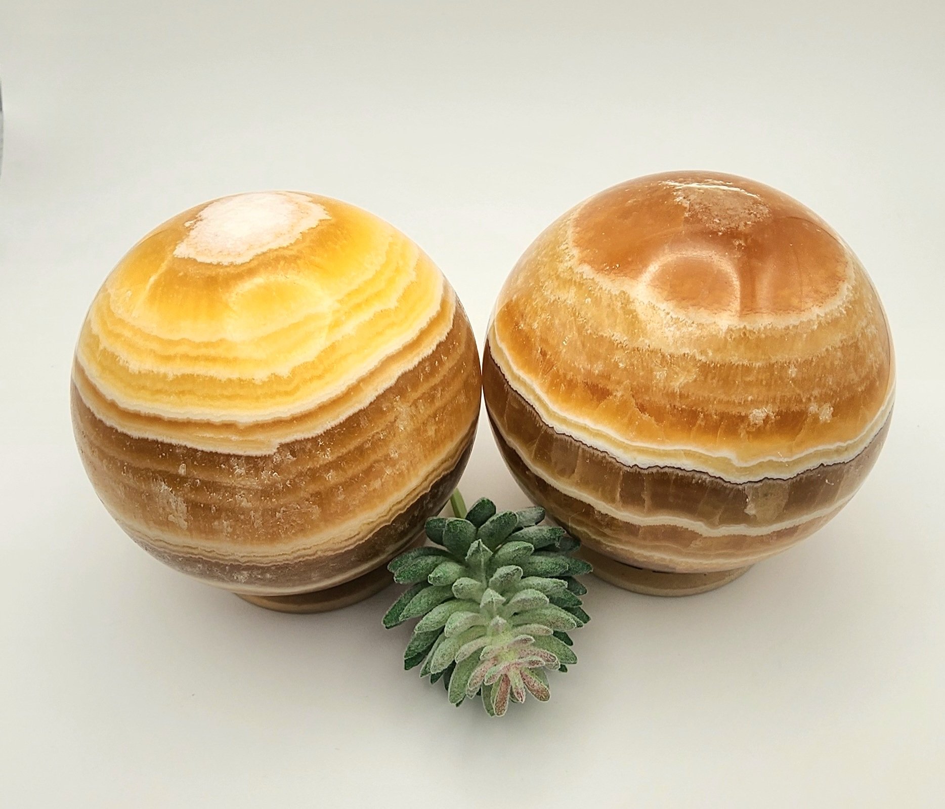 Big Orange Banded Calcite Sphere
