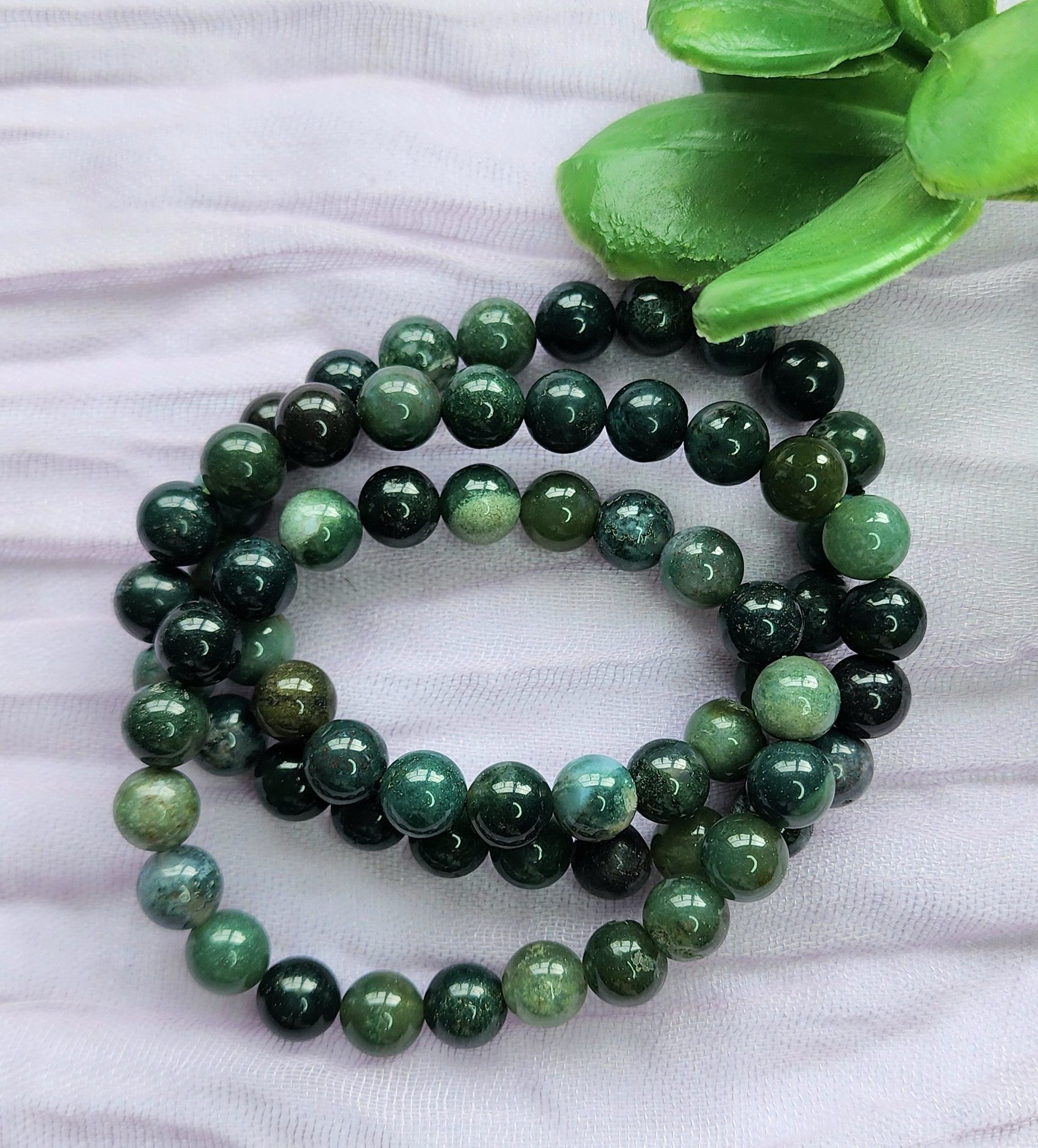 Moss Agate Bracelets-8mm