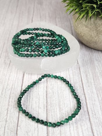 Faceted Malachite Bracelet - 4mm